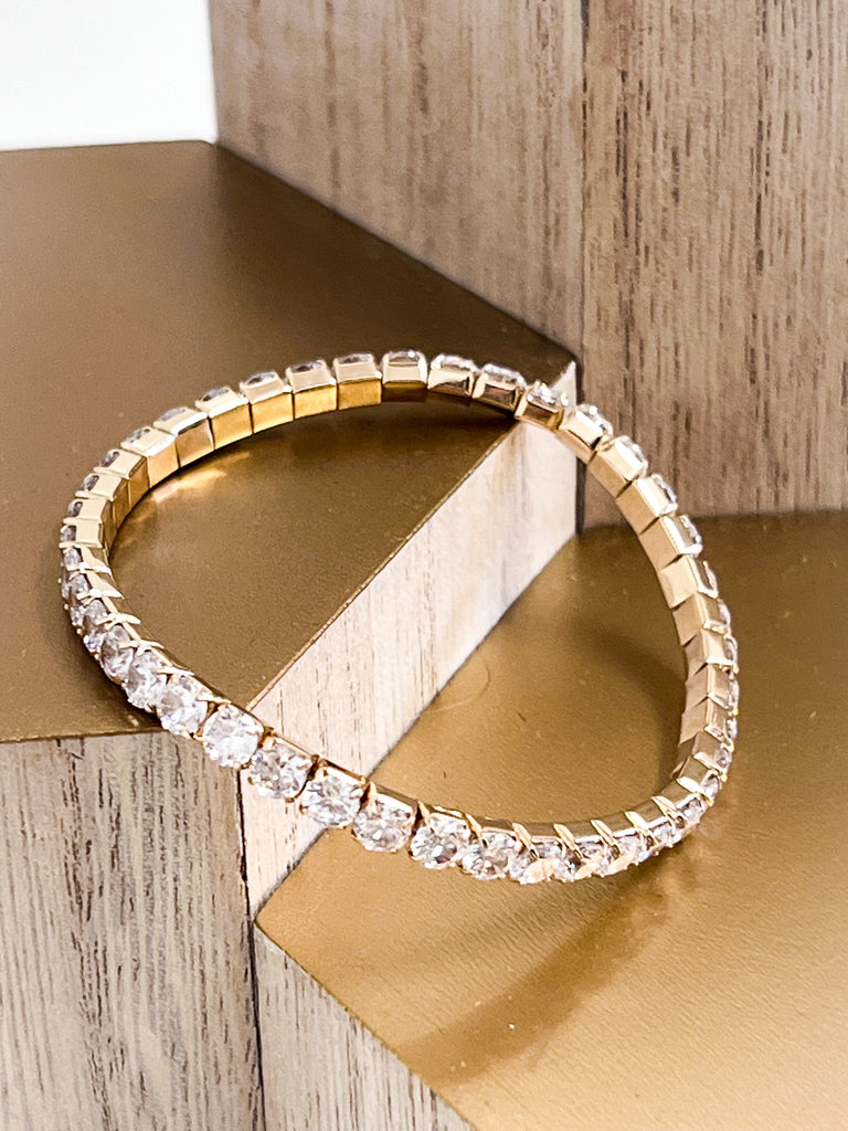 Addisyn - Elasticized Rhinestone Bracelet (Gold)