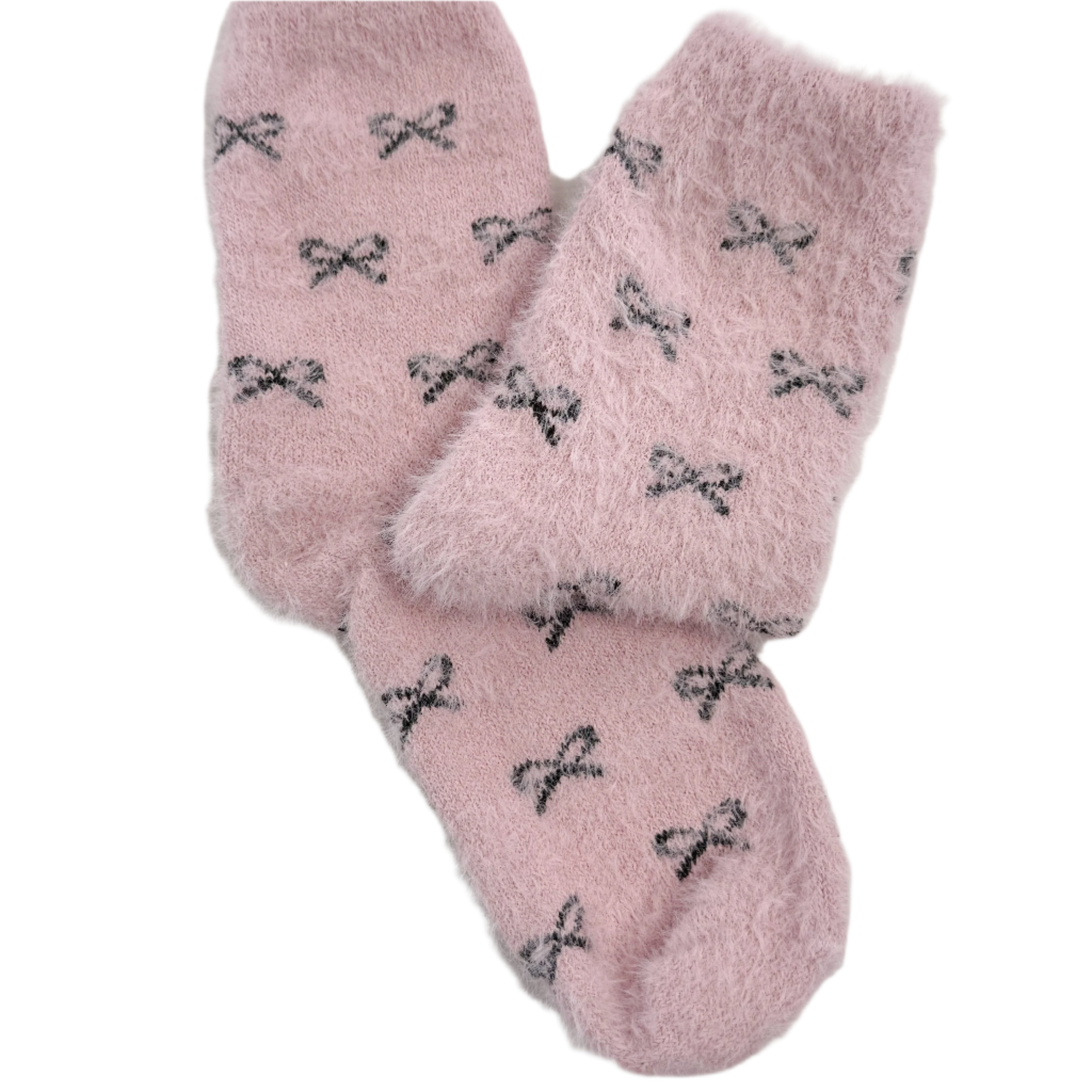 Fuzzy Bow Crew Socks
