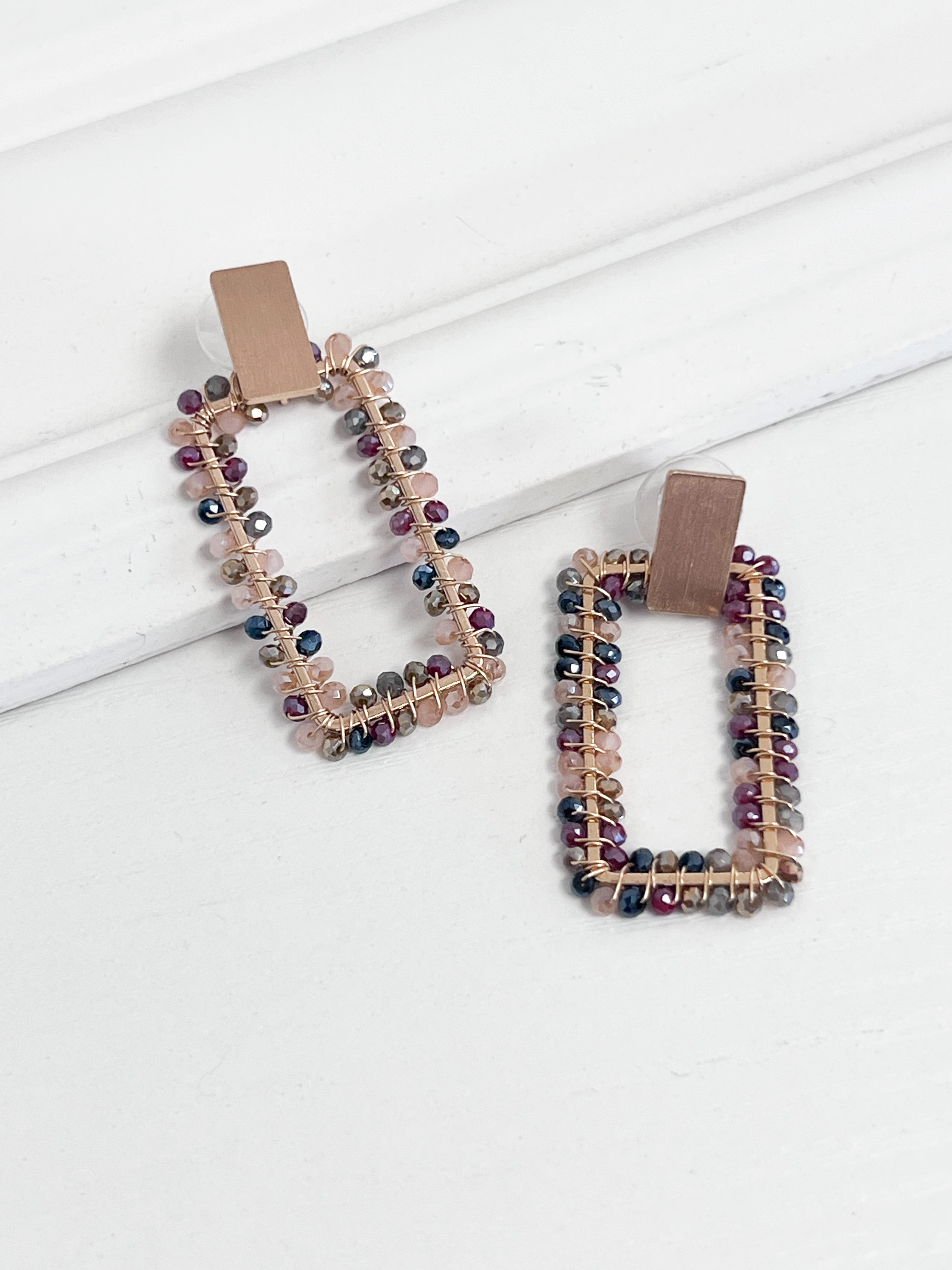 Jacey - Rectangle Beaded Earrings (Multi)
