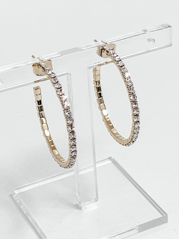 Viola - Rhinestone Hoop Earrings (Gold)