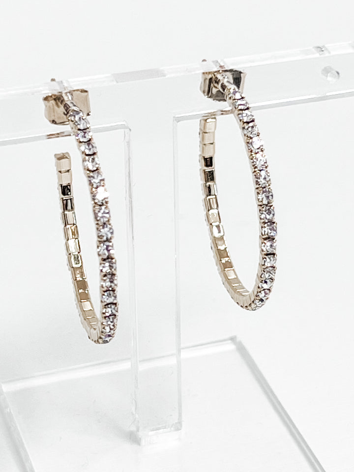 Viola - Rhinestone Hoop Earrings (Gold)