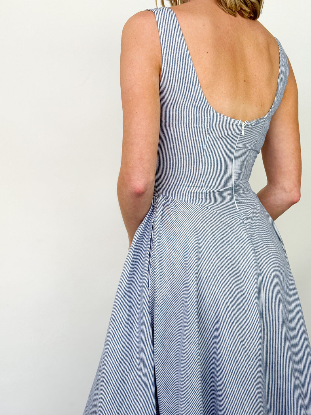 Darla - Blue Striped Midi Dress