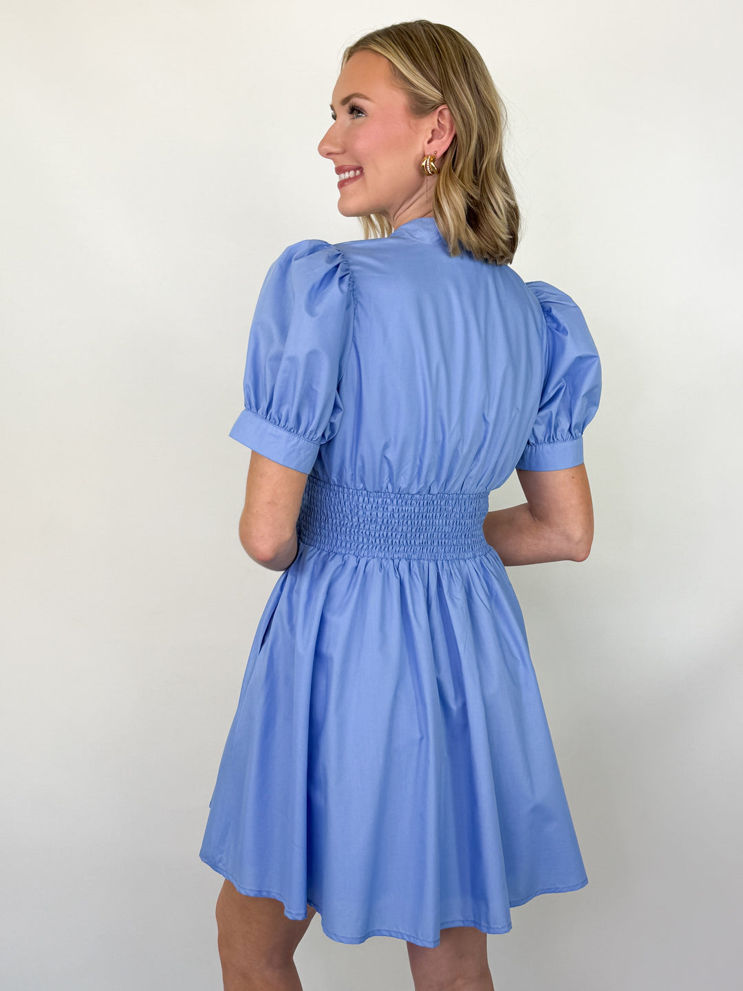 Chelsea - Blue Zip Front Mini Dress