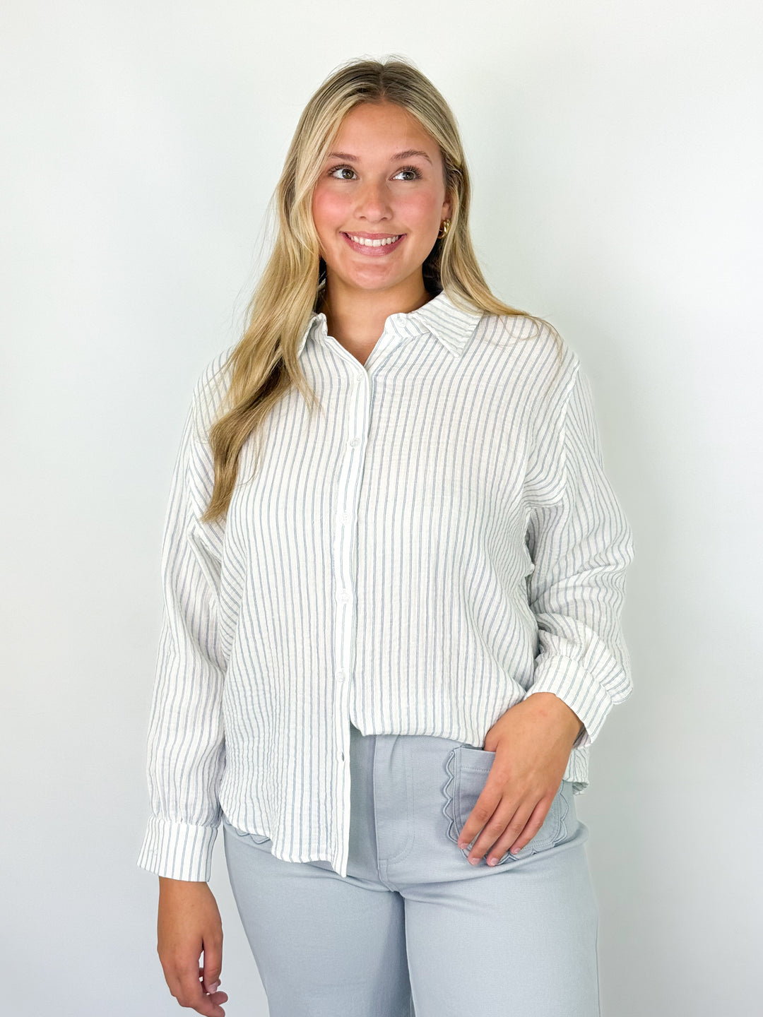 Halli - Dolman Button Down Gauze Shirt
