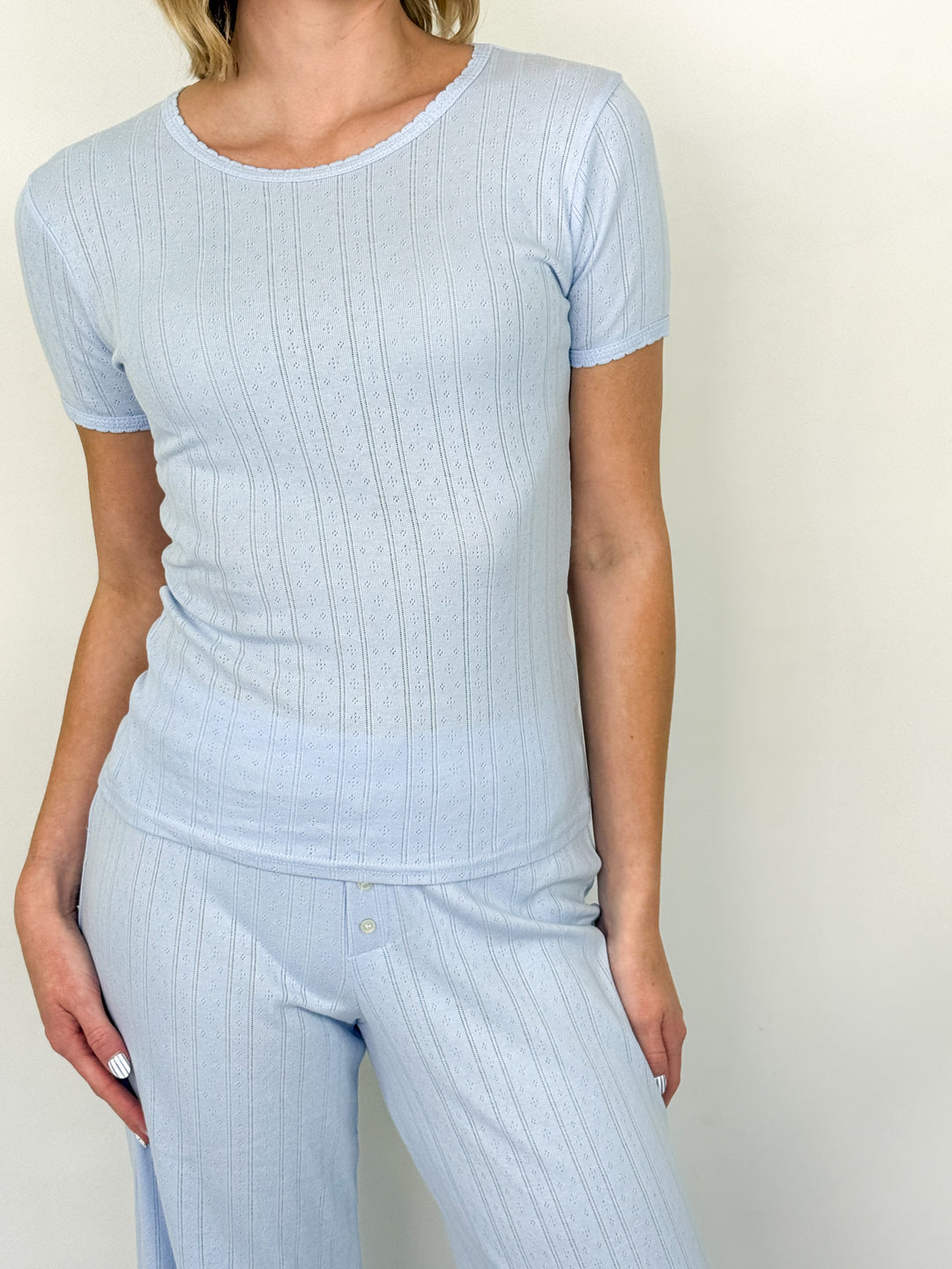 Chandler - Pointelle Pant Set (Blue)