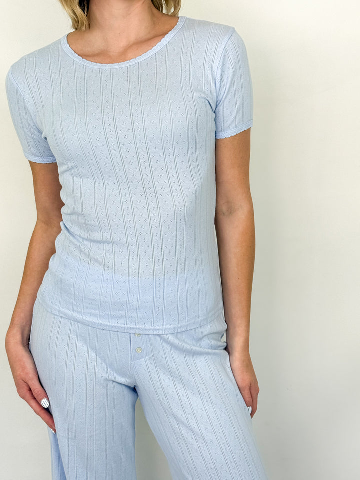 Chandler - Pointelle Pant Set (Blue)