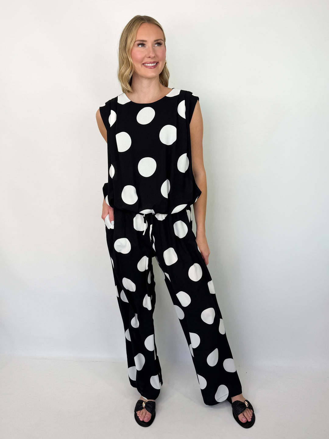 Olivia - Polka Dot Bubble Top Pant Set