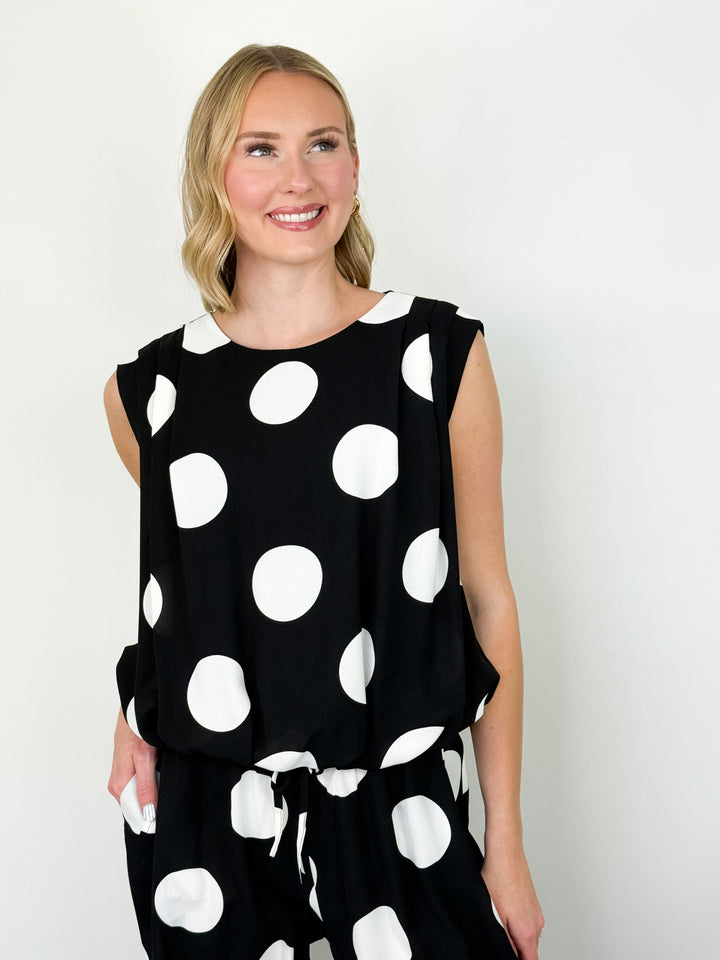 Olivia - Polka Dot Bubble Top Pant Set