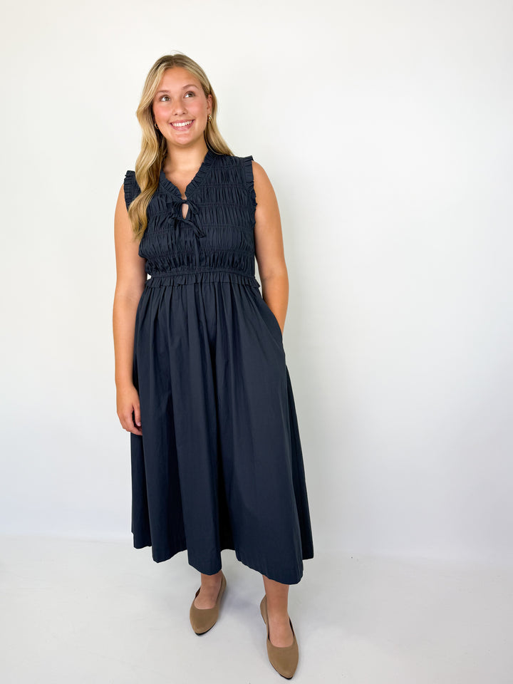 Stephanie - Front Tie Midi Dress