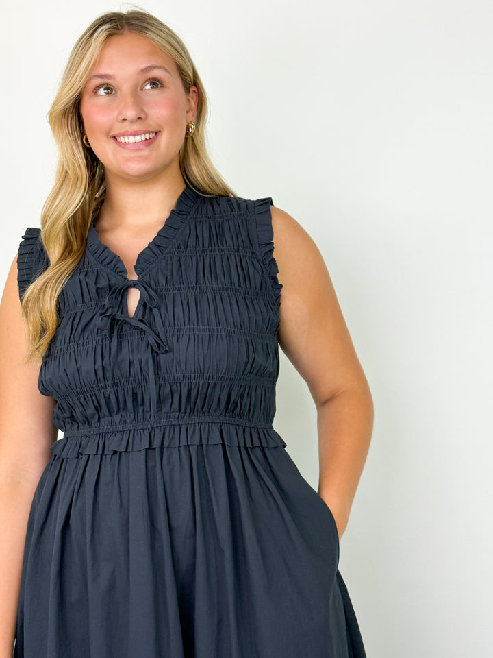 Stephanie - Front Tie Midi Dress