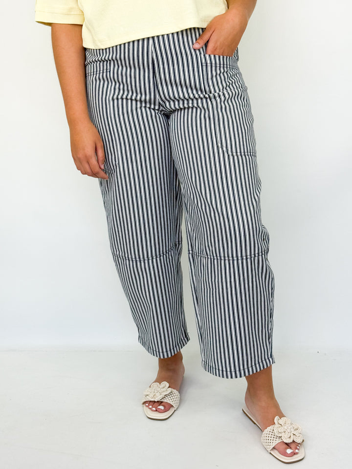 Lainey - Striped Barrel Pants