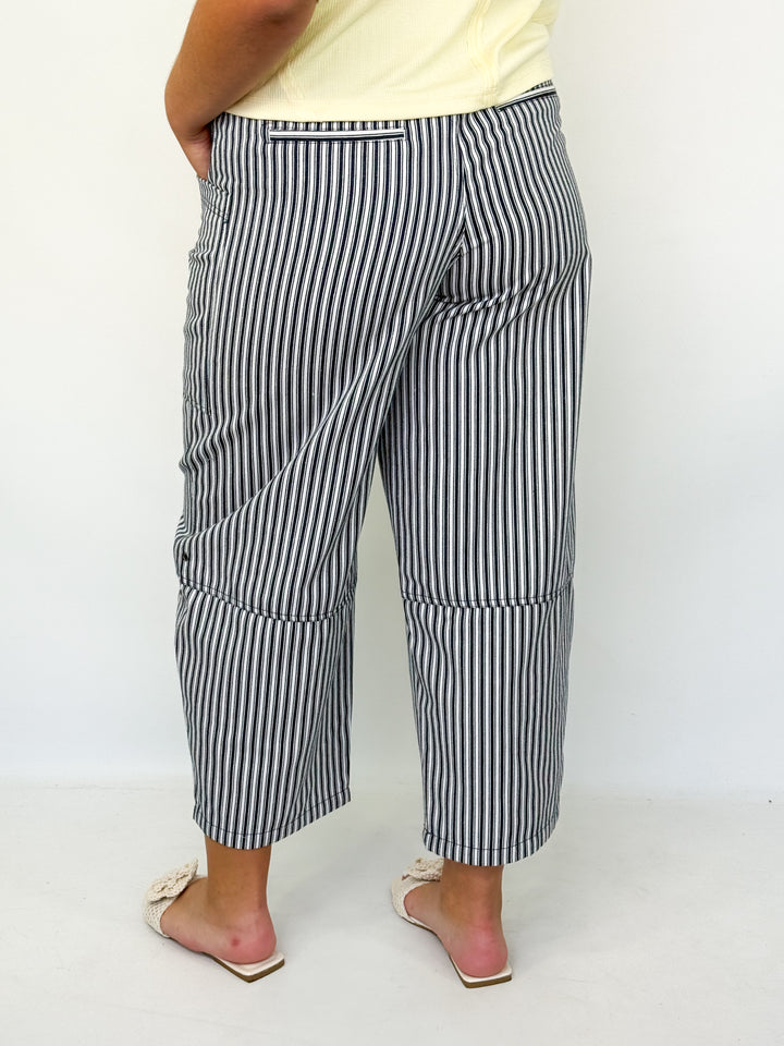 Lainey - Striped Barrel Pants