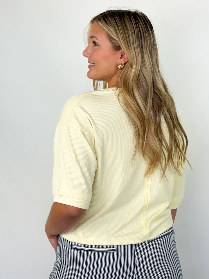 Quinn - Oversized Henley Top (Yellow)