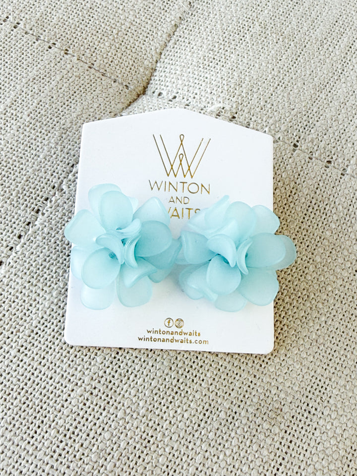 Winton & Waits - Frosted Flower Stud Earrings (Aqua)