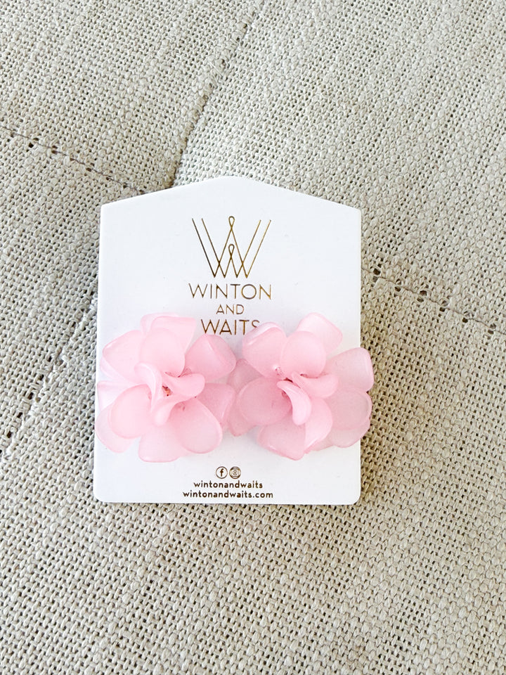 Winton & Waits - Frosted Flower Stud Earrings (Pink)