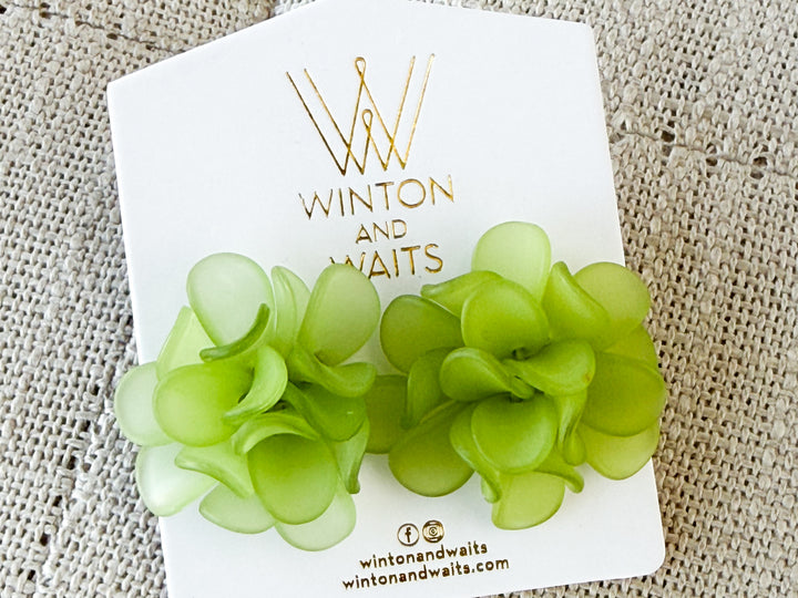 Winton & Waits - Frosted Flower Stud Earrings (Lime)