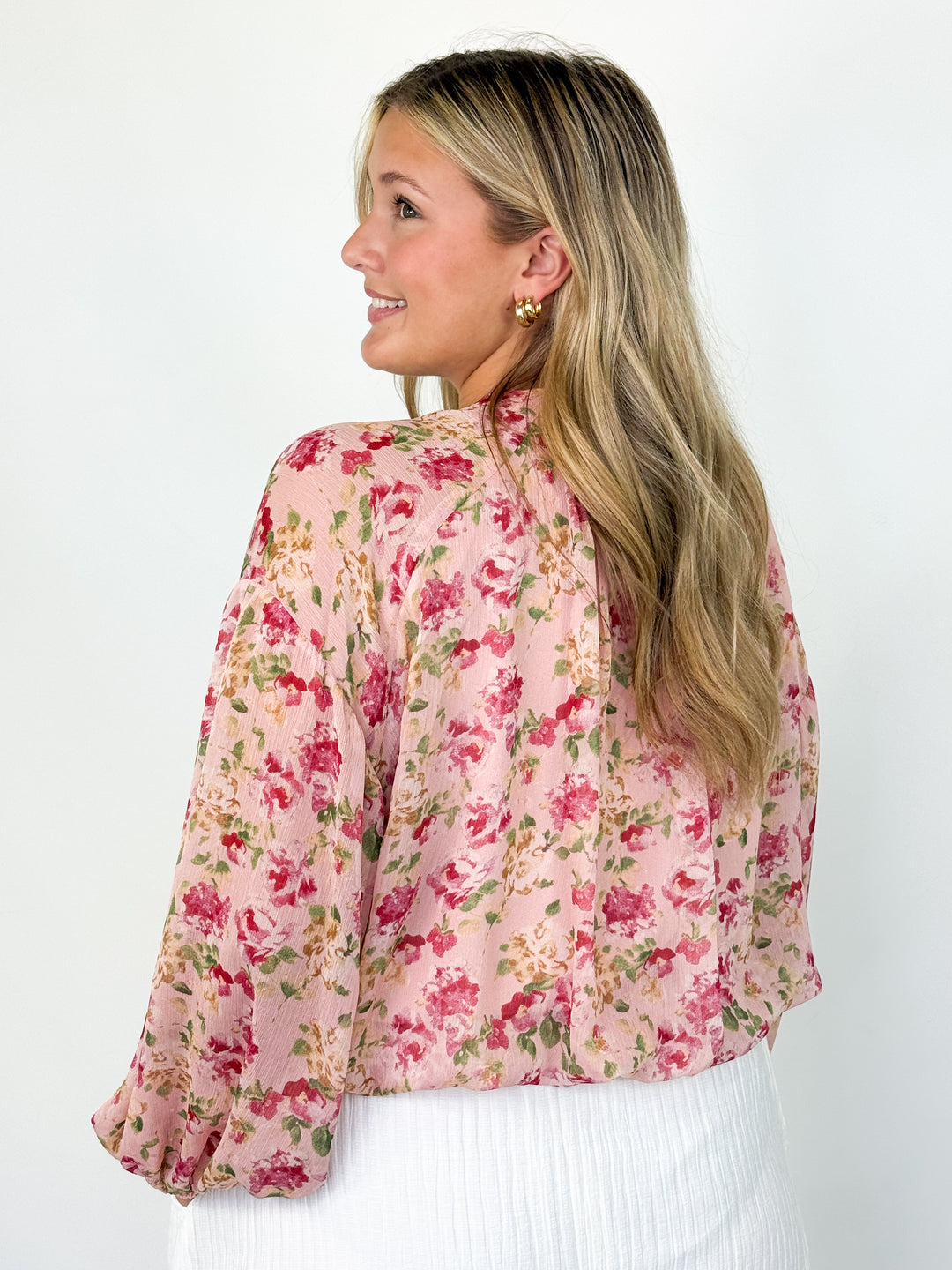 Vienna - Pink Floral Button Up Blouse