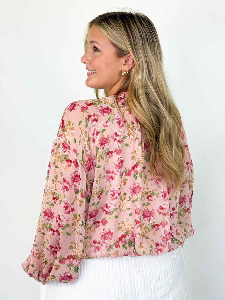Vienna - Pink Floral Button Up Blouse