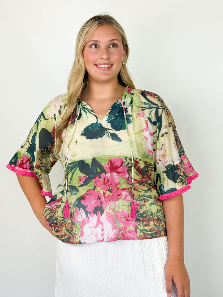 Mallori - Tassel & Fringe Floral Top