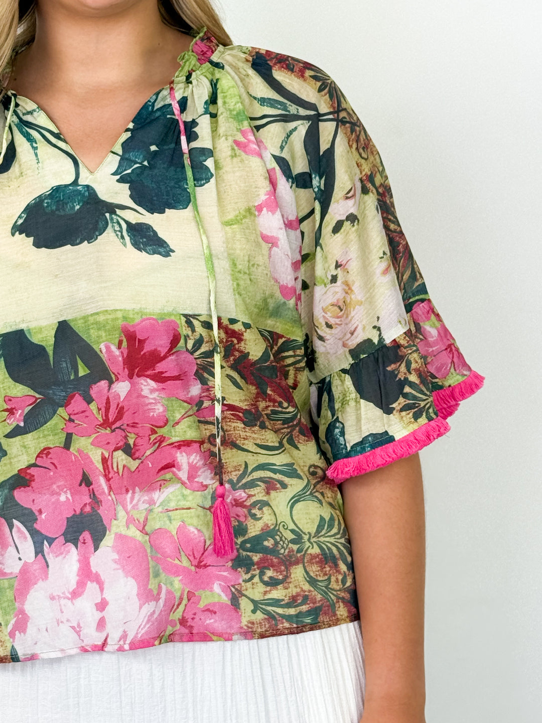 Mallori - Tassel & Fringe Floral Top