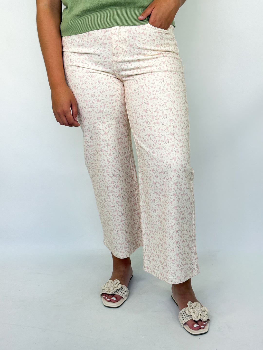Carol - Floral Wide Leg Denim (Pink)