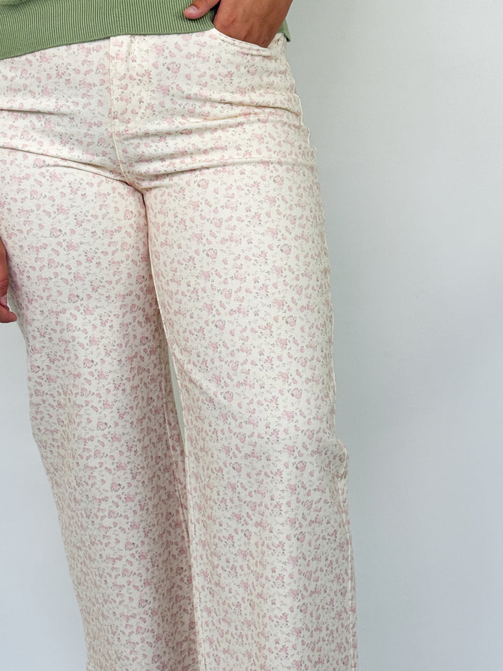 Carol - Floral Wide Leg Denim (Pink)