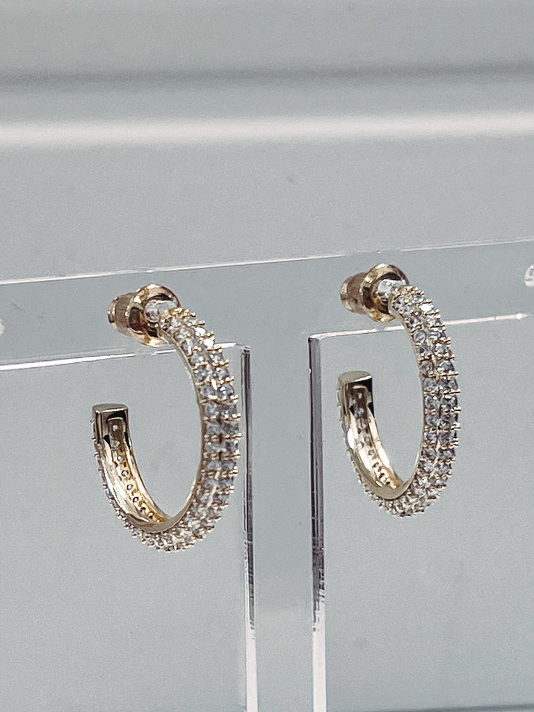 Joelle - Rhinestone Hoop Earrings (Gold)
