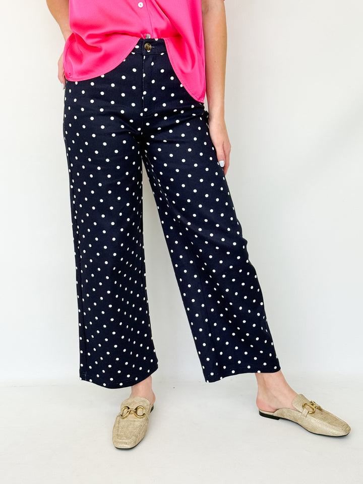Penelope - Navy Polka Dot Pants
