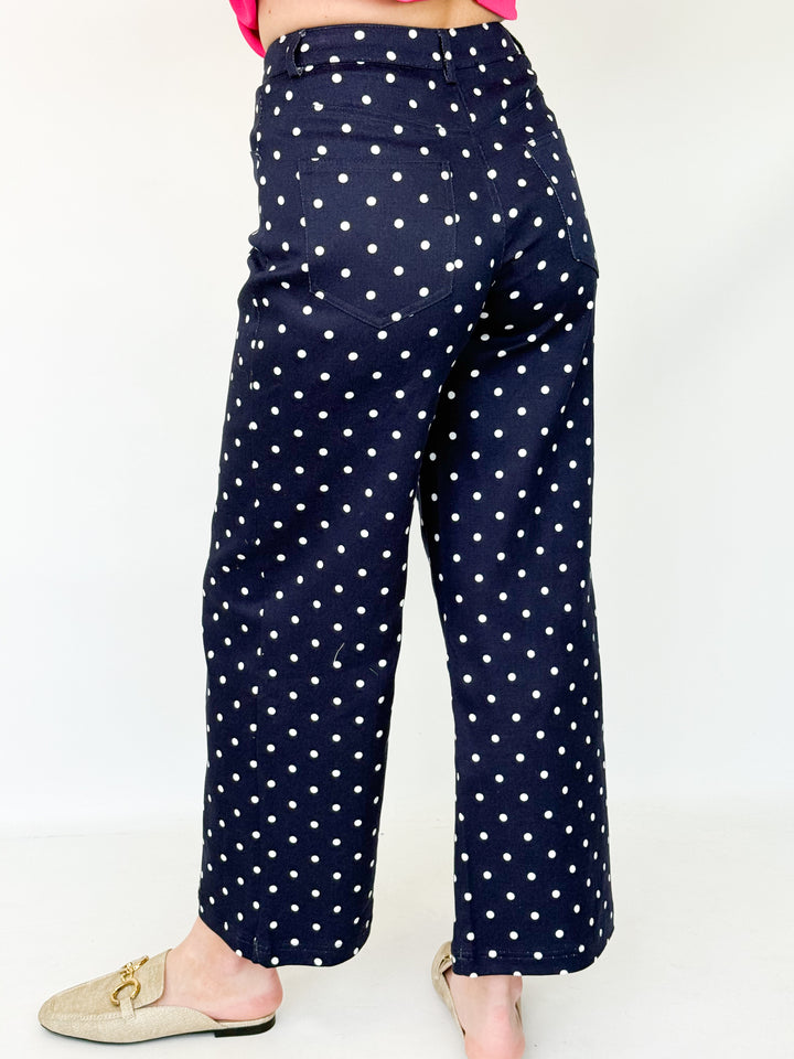 Penelope - Navy Polka Dot Pants