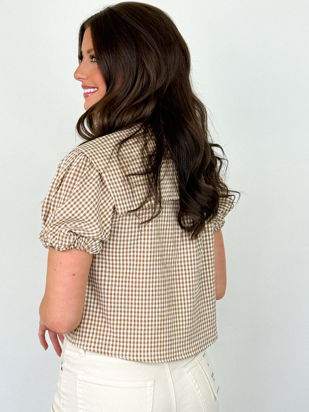 Judith - Gingham Tie Front Top