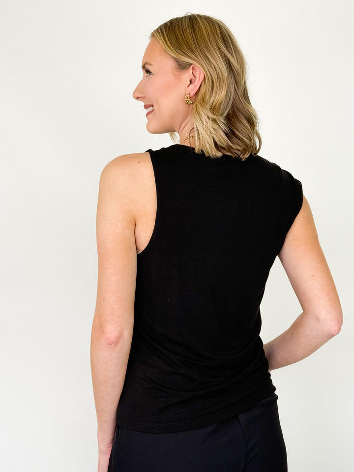 Conni - Sleeveless Fitted Top (Black)