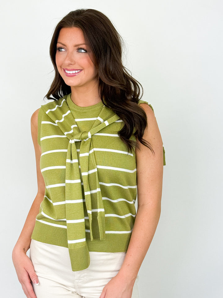 Charli - Striped Sailor Sweater (Olive)