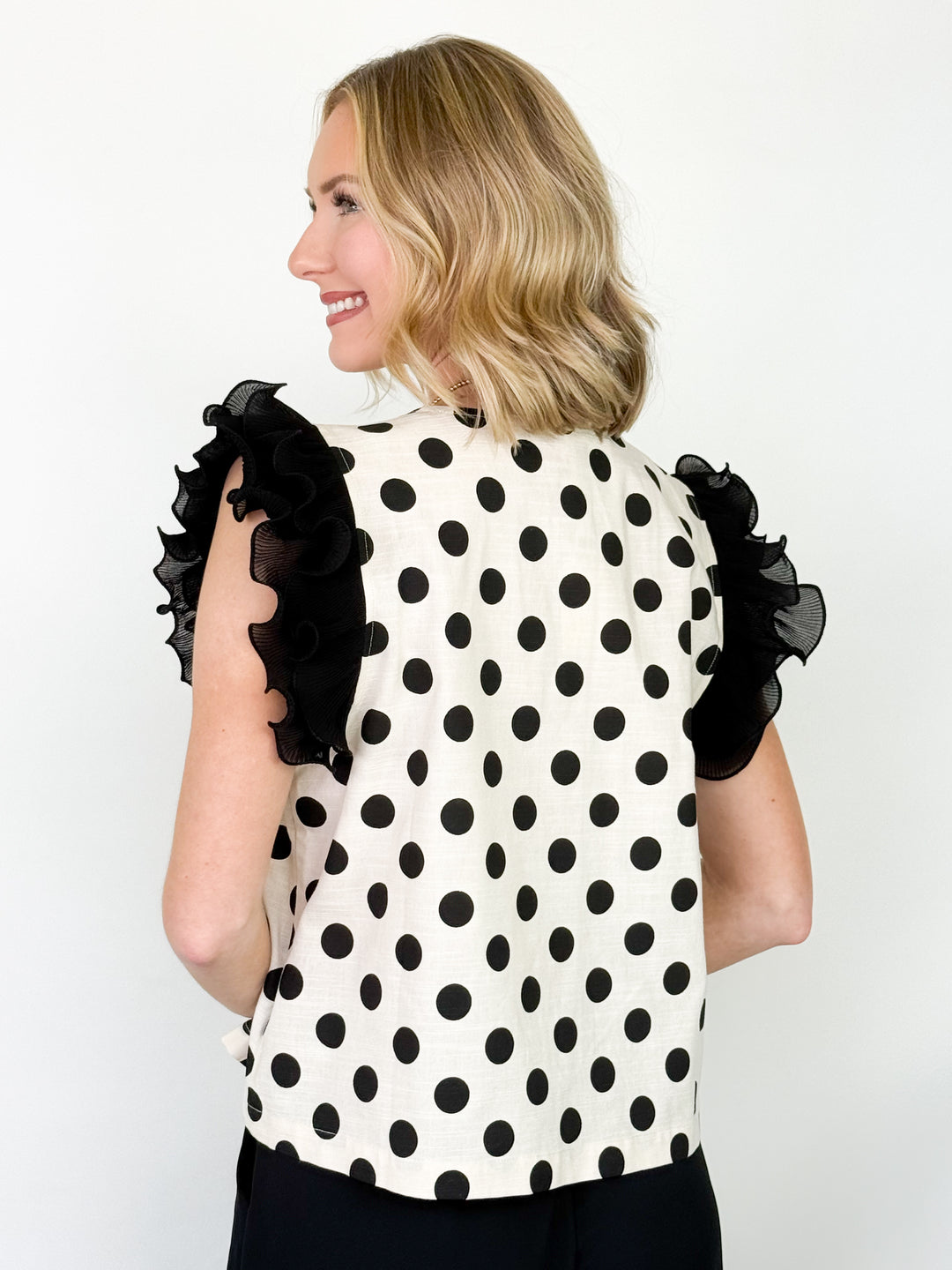 Jilli - Polka Dot Ruffle Sleeve
