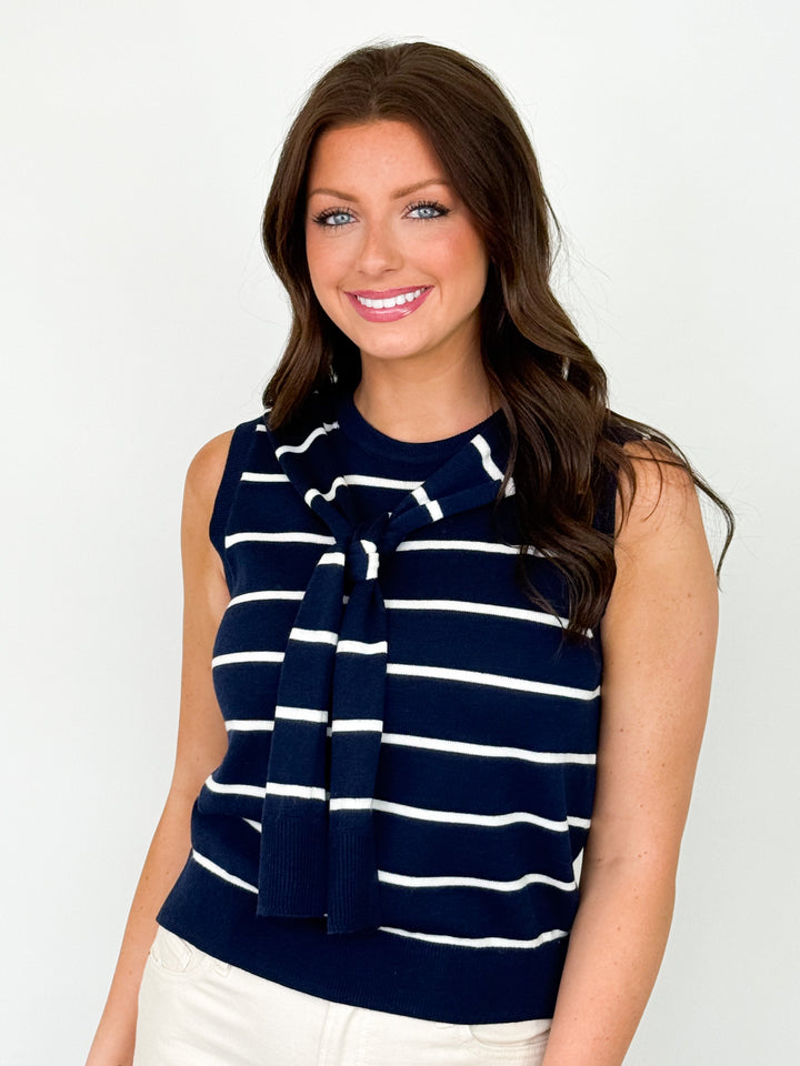 Charli - Striped Sailor Sweater (Navy)