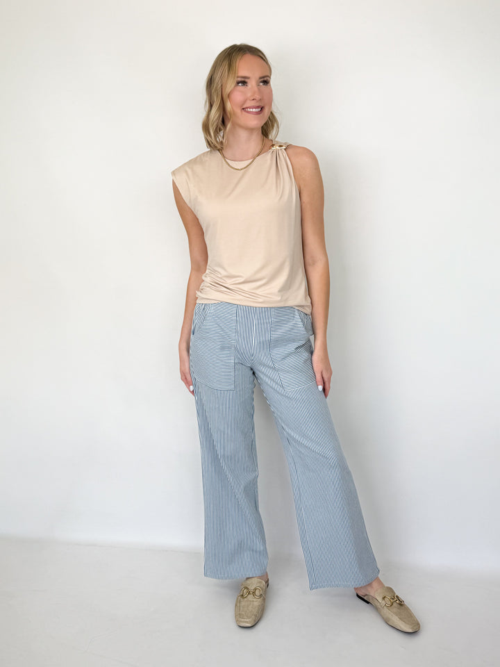 Dani - Striped Wide Leg Pant (Blue)