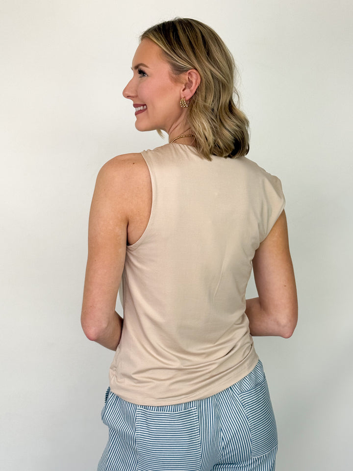Conni - Sleeveless Fitted Top (Cream)
