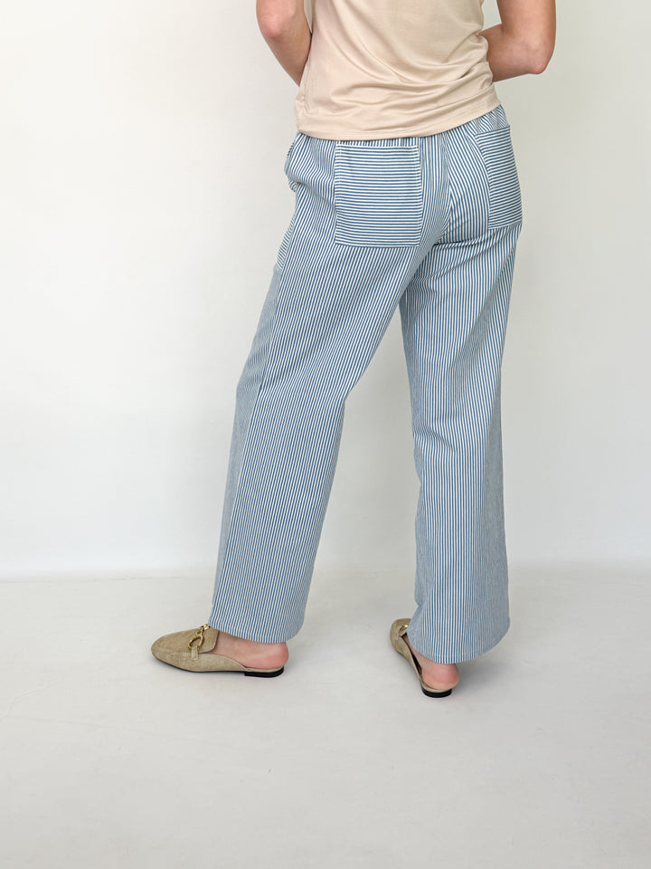 Dani - Striped Wide Leg Pant (Blue)