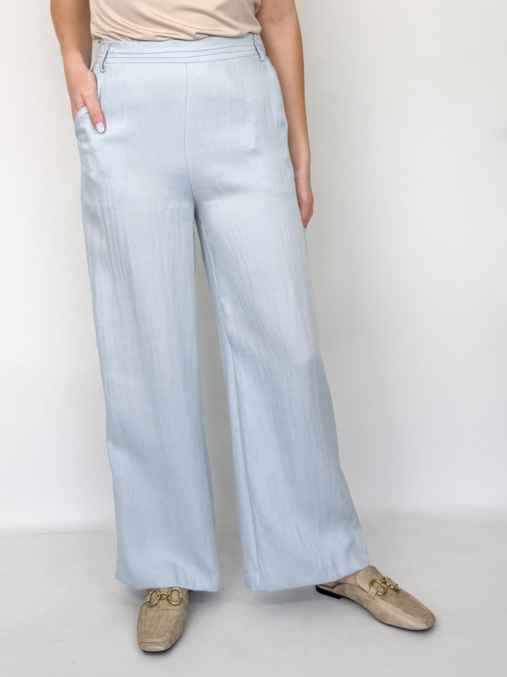 Clarissa - Baby Blue Pleated Wide Leg Pants