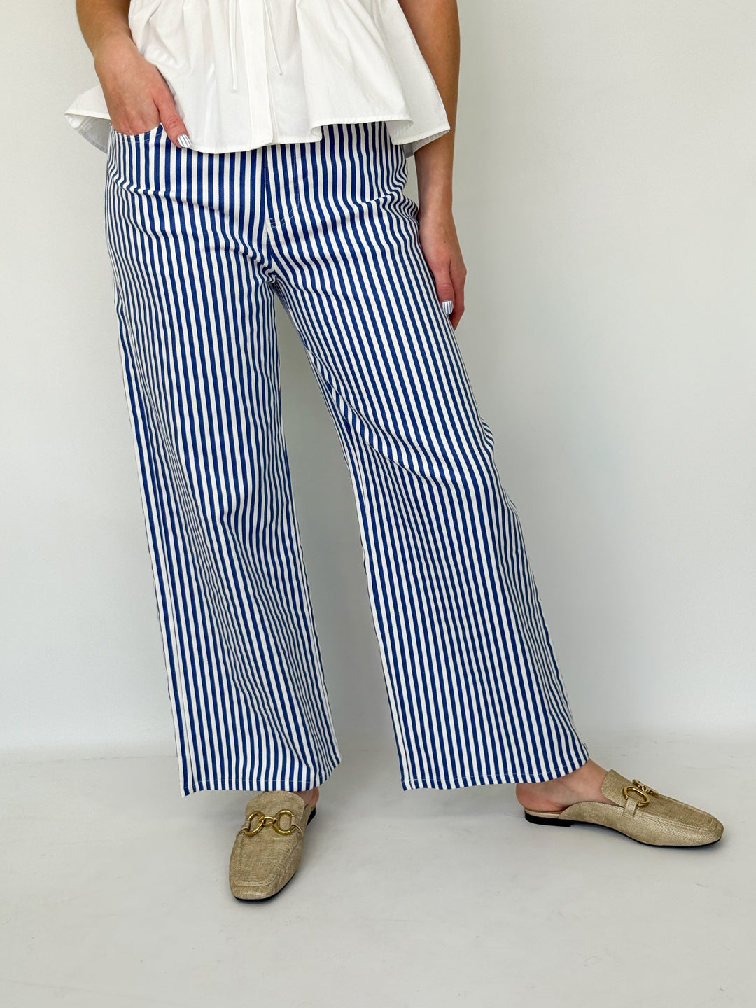Ella - Blue Striped Pants