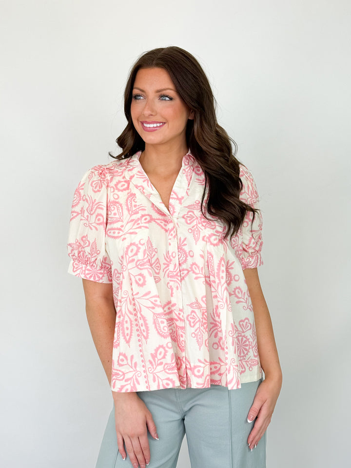 Rhonda - Pink Printed Blouse