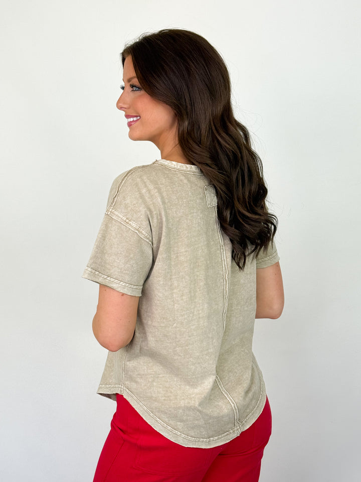 Lena - Scoop Neck Short Sleeve Top (Mocha)