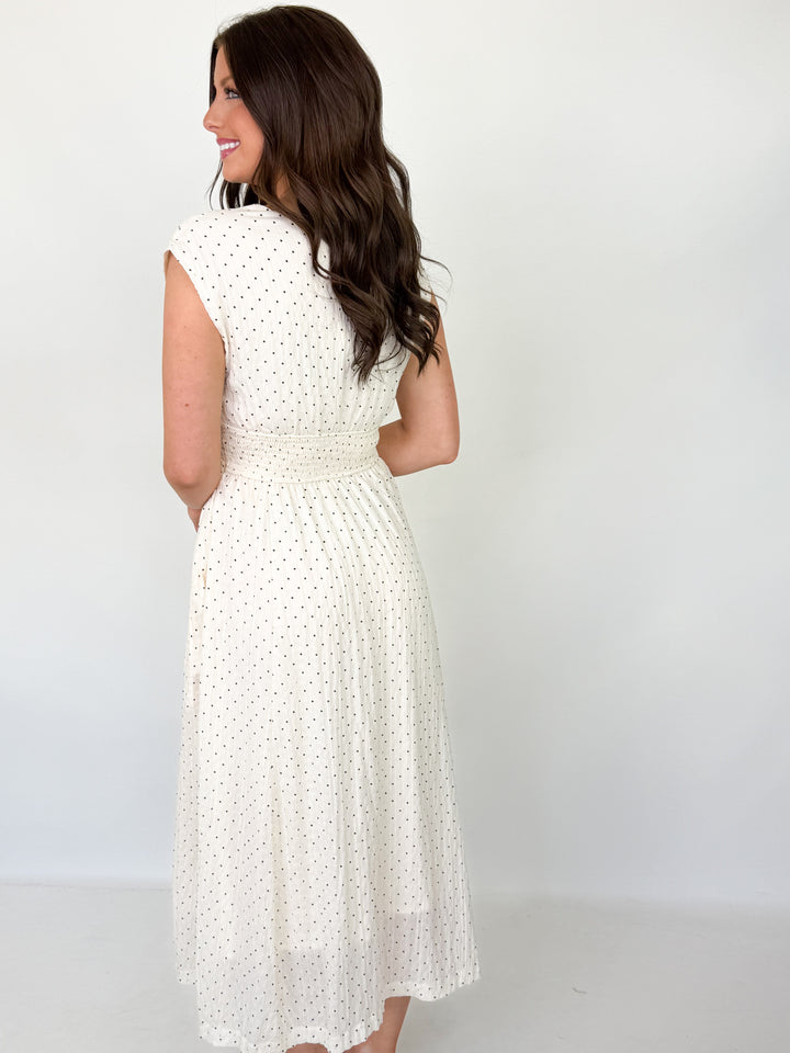 Callie - Cream Polka Dot Maxi Dress