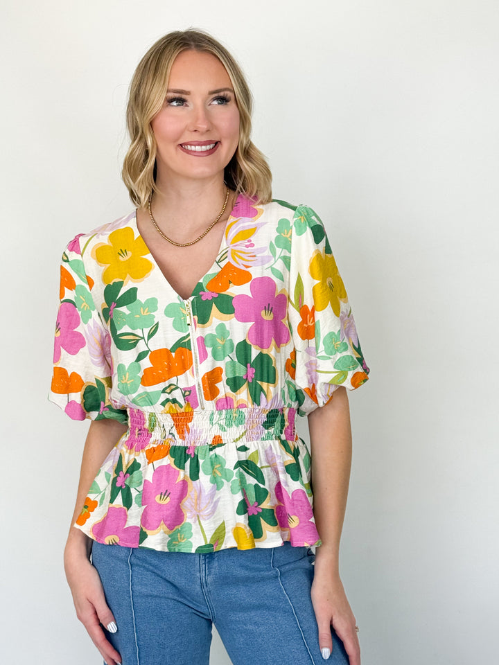 Allie - Floral Peplum Top