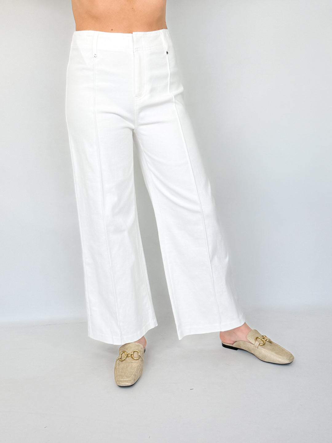 Nelli - Front Pleat Pants (White)