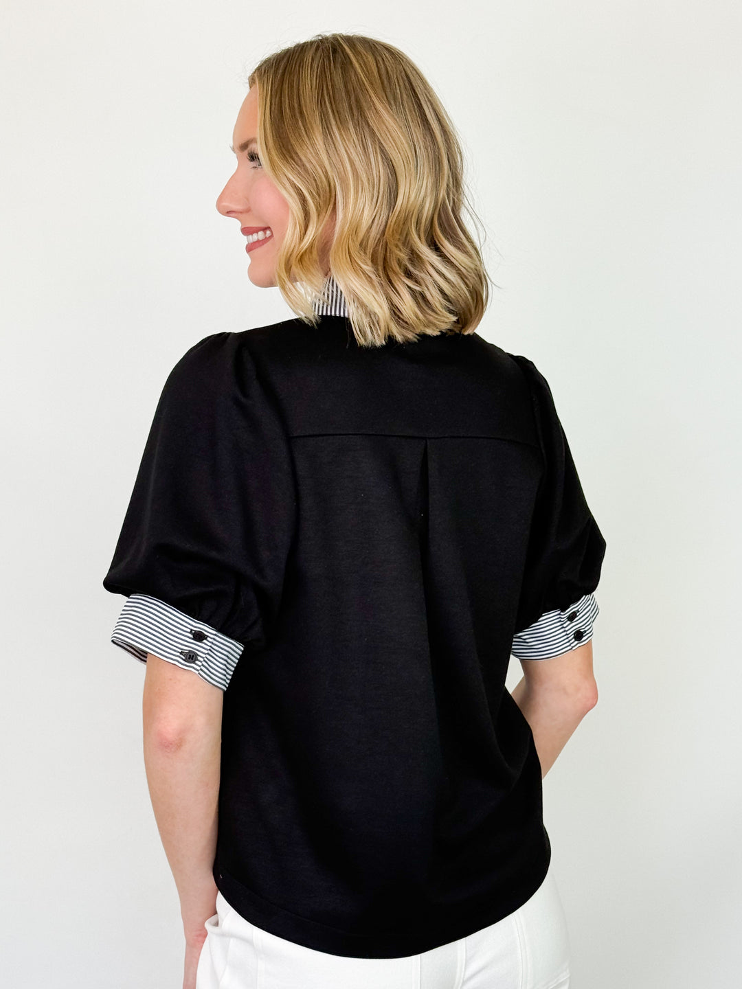 Kinley - Black Striped Detail Top