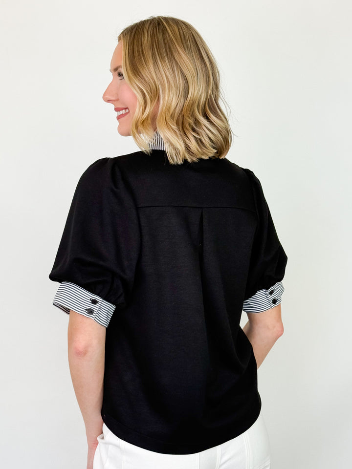 Kinley - Black Striped Detail Top