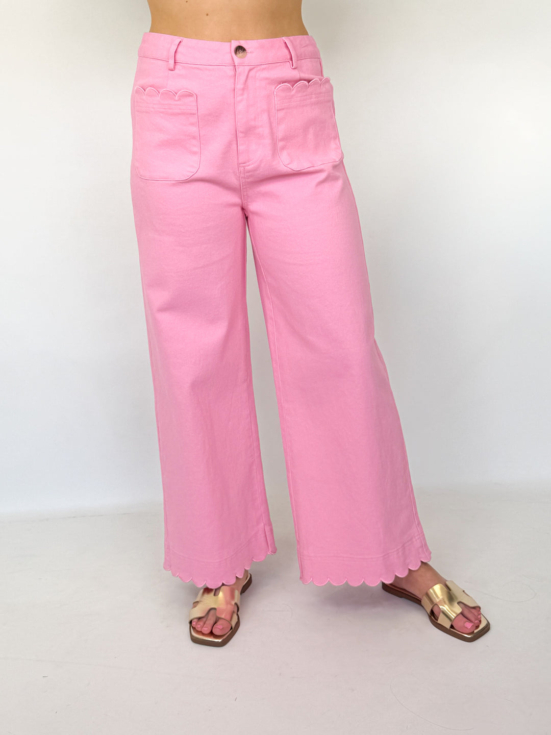 Penelope - Pink Scalloped Pants