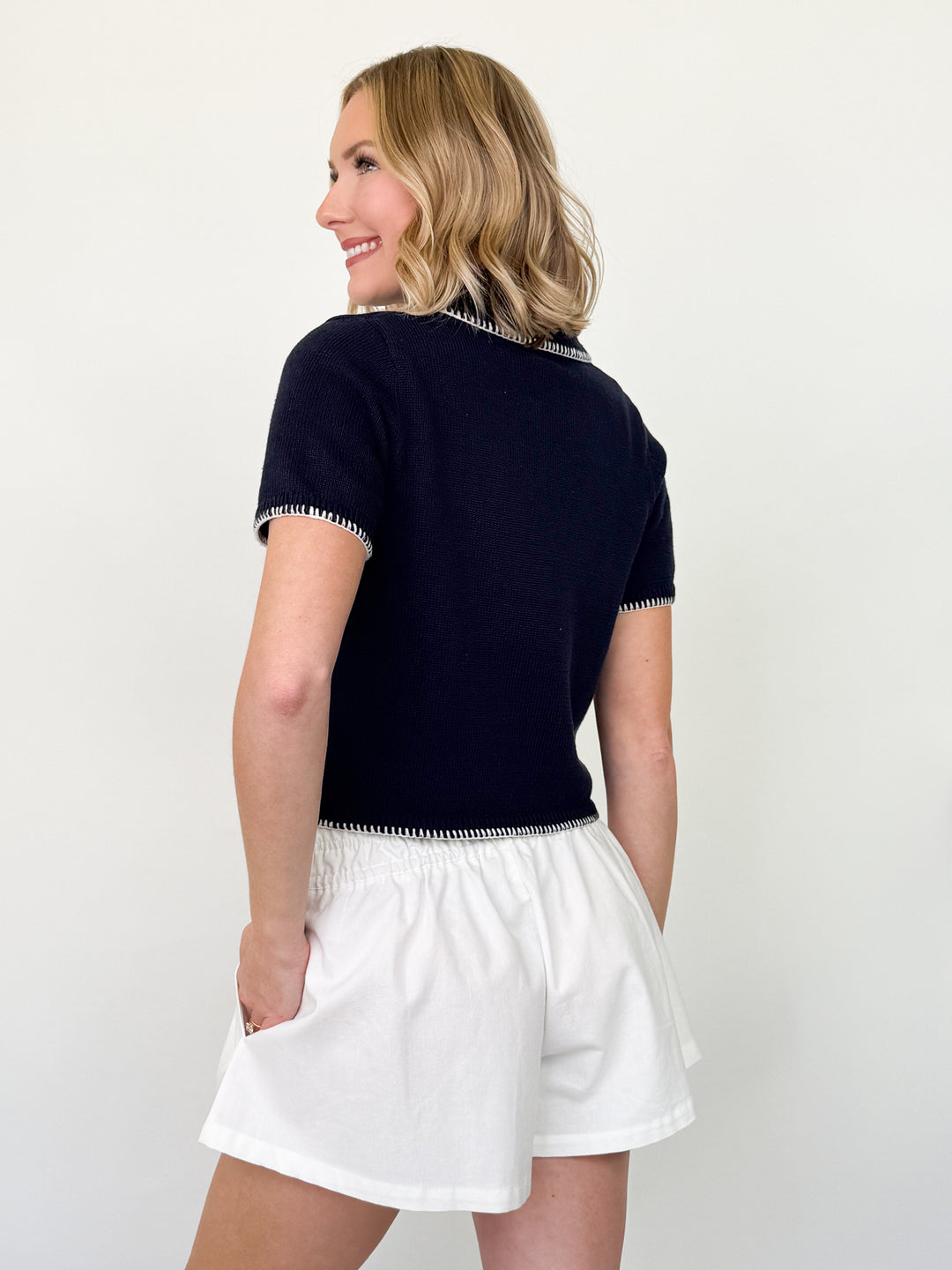 Mia - White Linen Shorts