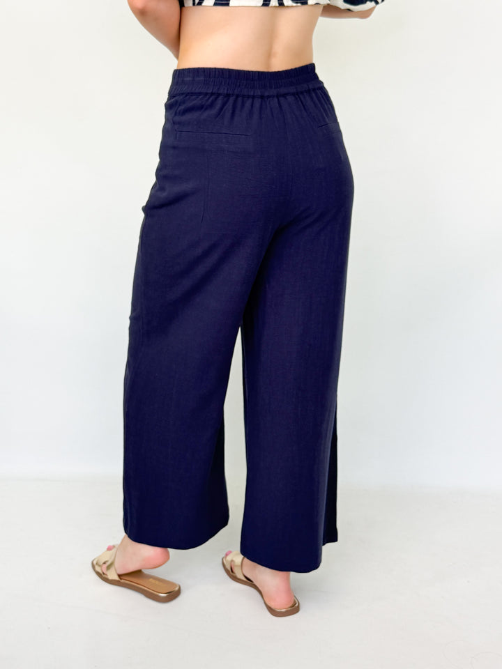 Scottie - Linen Like Pants (Navy)