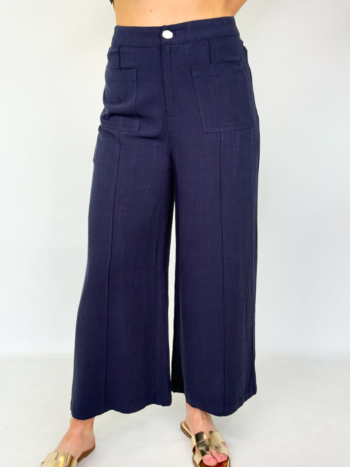 Scottie - Linen Like Pants (Navy)
